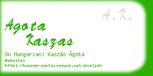 agota kaszas business card