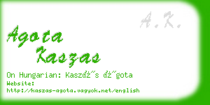 agota kaszas business card